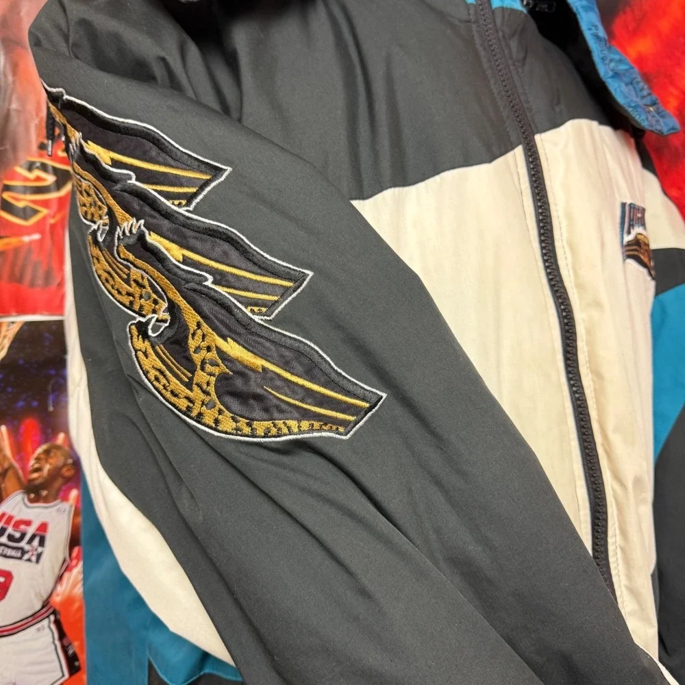Vintage 90s Jacksonville Jaguars NFL Pro Player Jacket Rare Banned Logo Sz XL